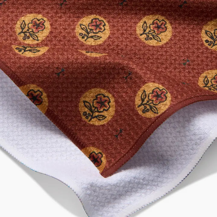 Artisanal Floral Orange Tea Towel