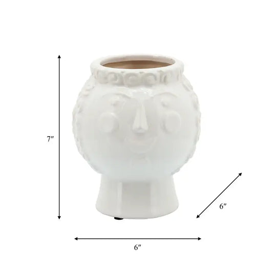 White Ceramic Grandma Face Pot