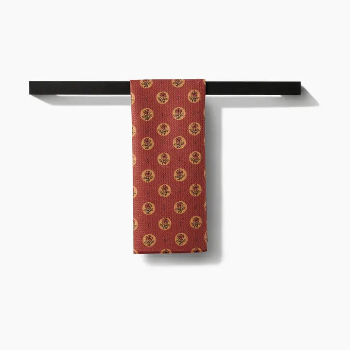 Artisanal Floral Orange Tea Towel