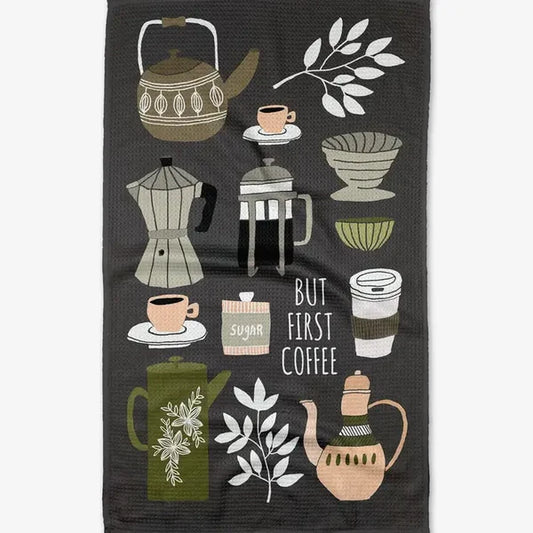 Geometry But First, Coffee Tea Towel