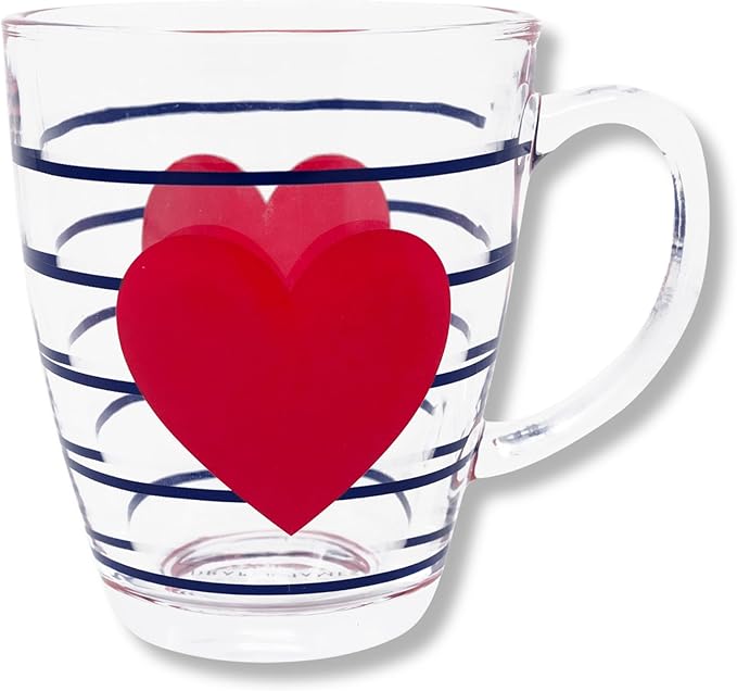 Draper James Striped Heart Glass Mug