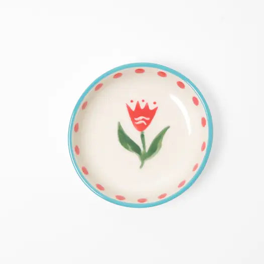 Hand-Painted Flower Trinket Dish