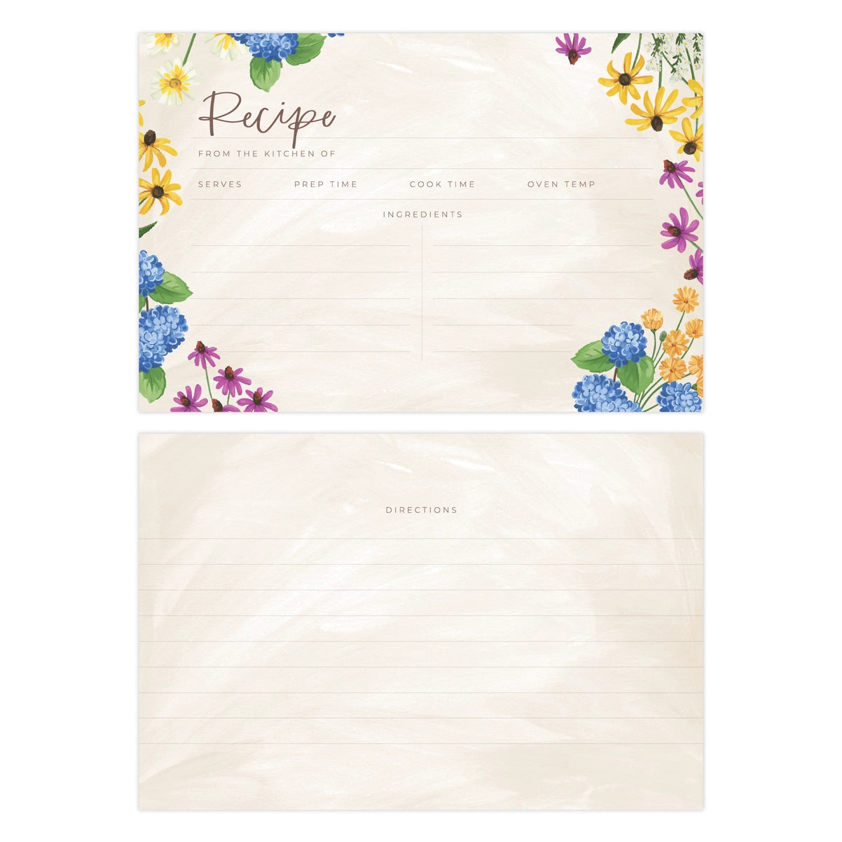 Vintage Blooms Floral Tin Recipe Box with Cards