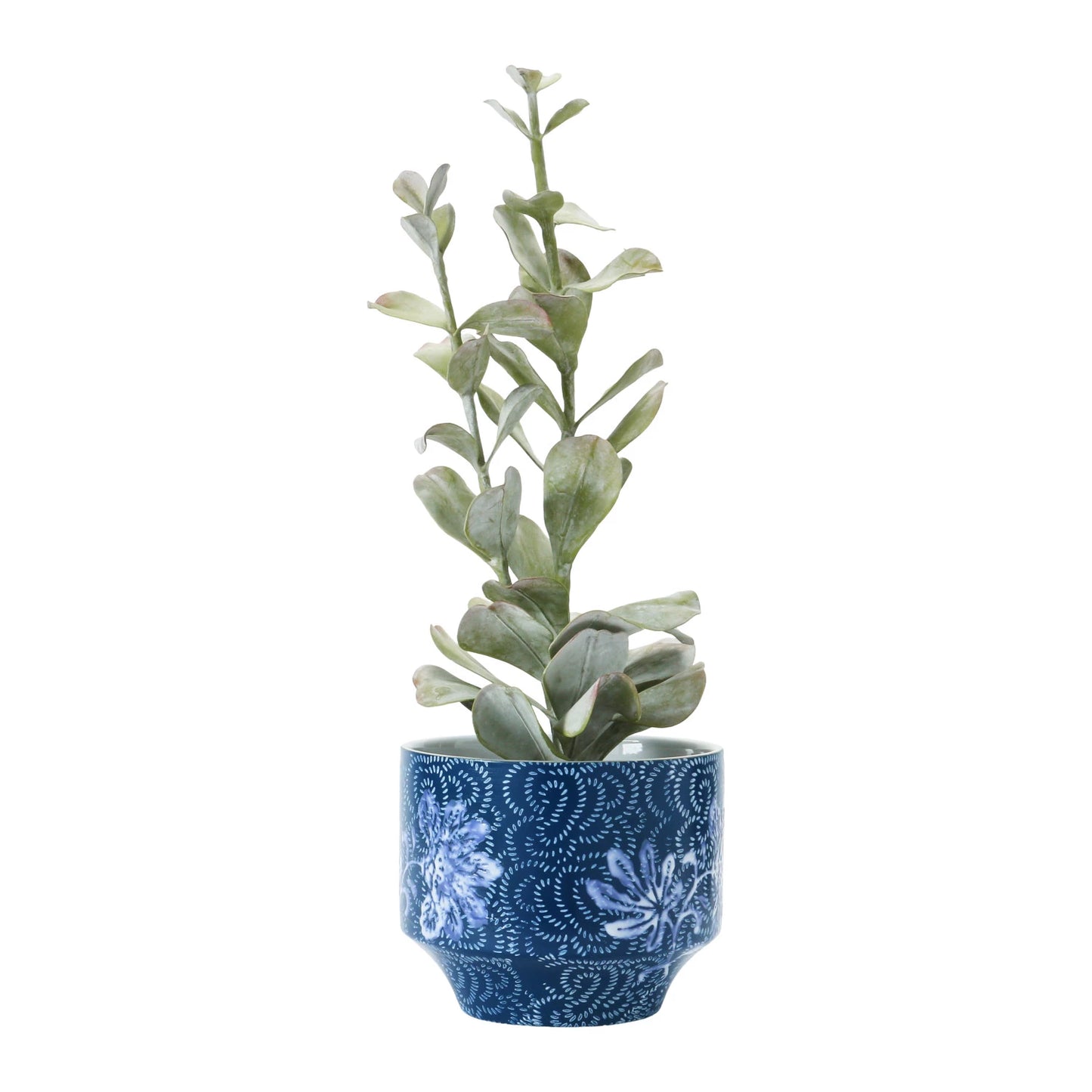 Stoneware Planter with Floral Pattern