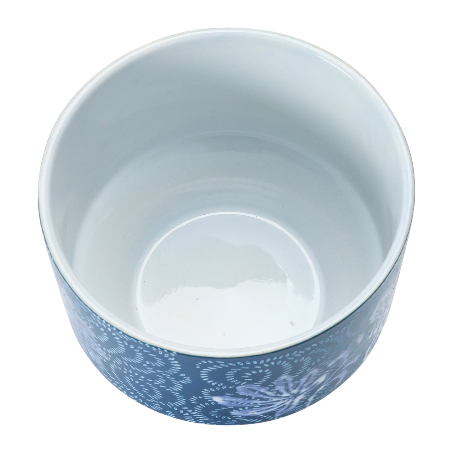 Stoneware Planter with Floral Pattern