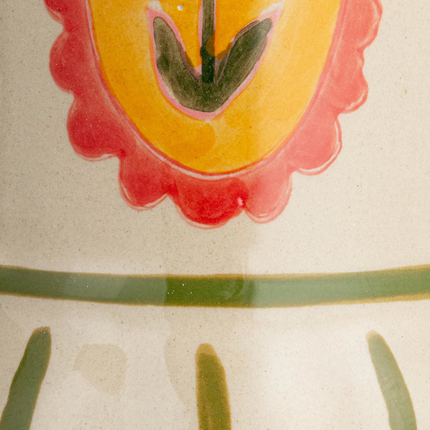 Hand-Painted Stoneware Flower Urn