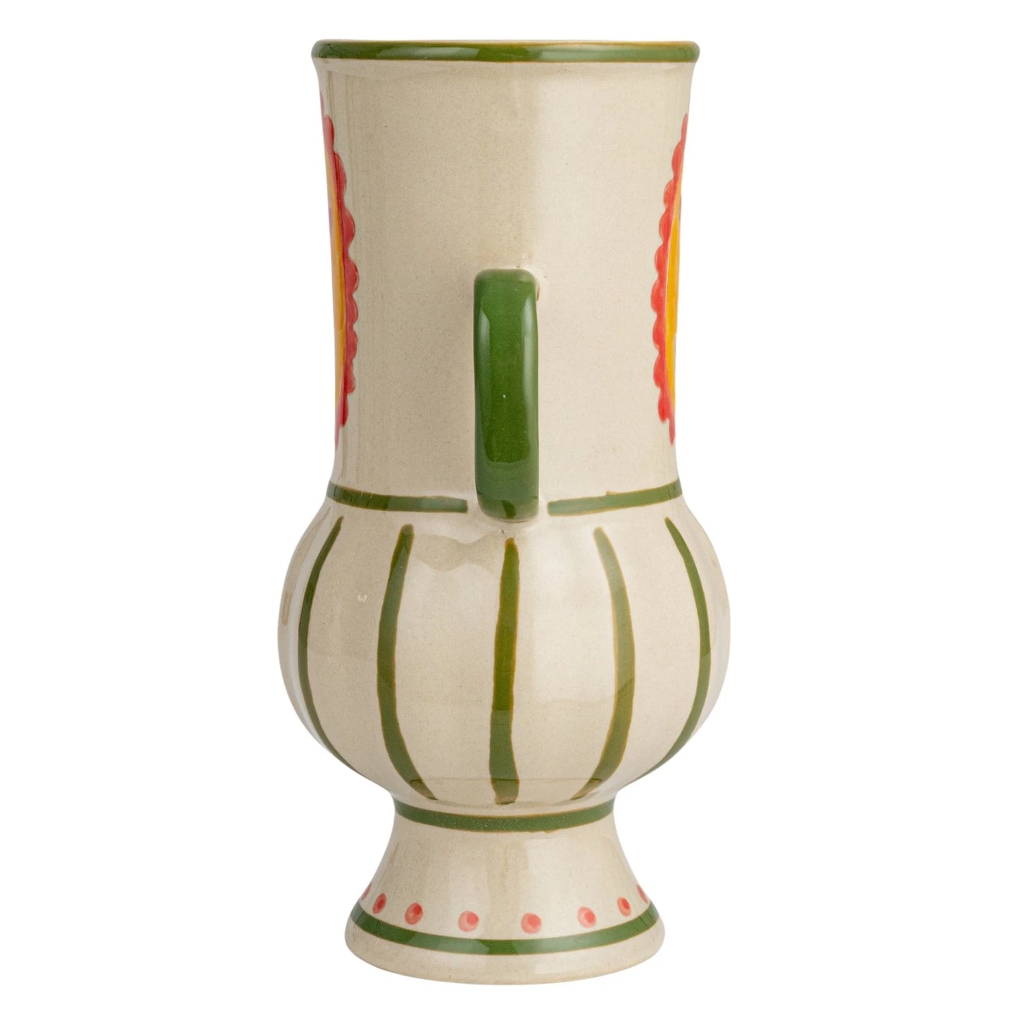 Hand-Painted Stoneware Flower Urn