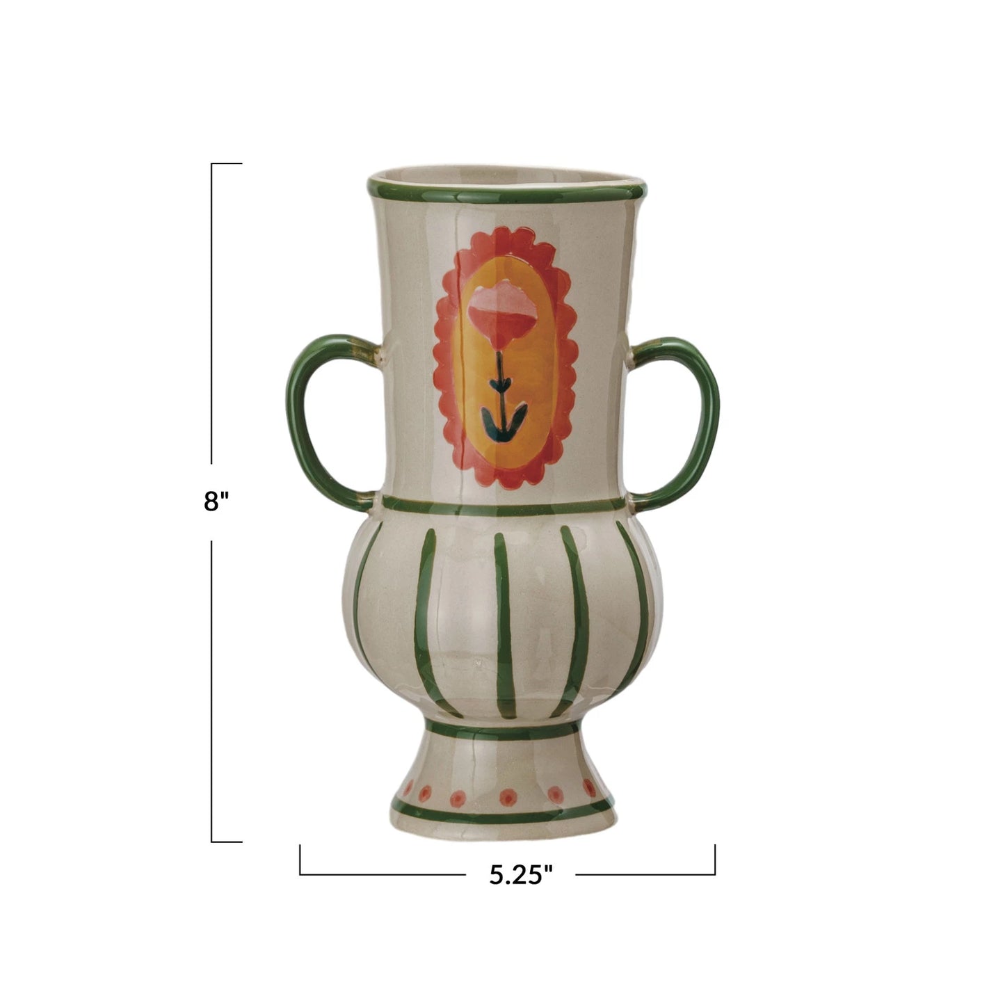 Hand-Painted Stoneware Flower Urn
