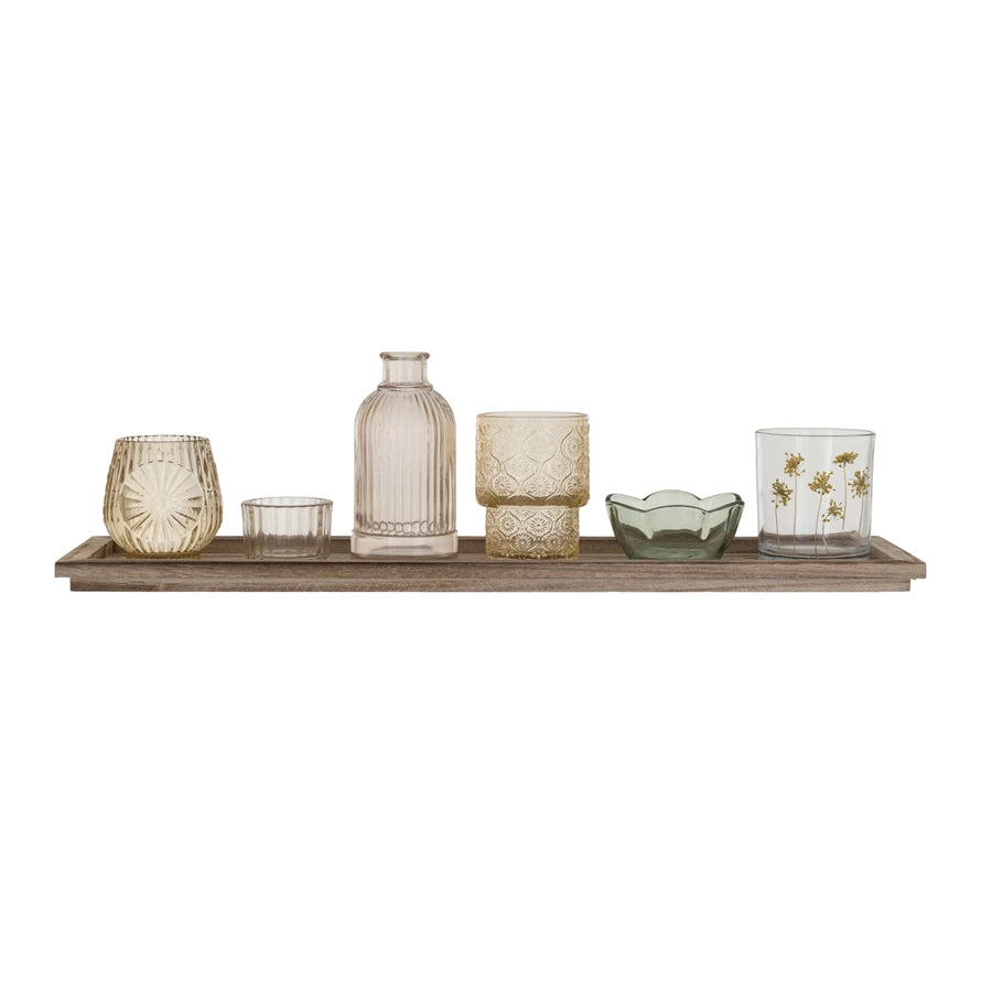 Muted Boho Tray & Glasses - Set of 7