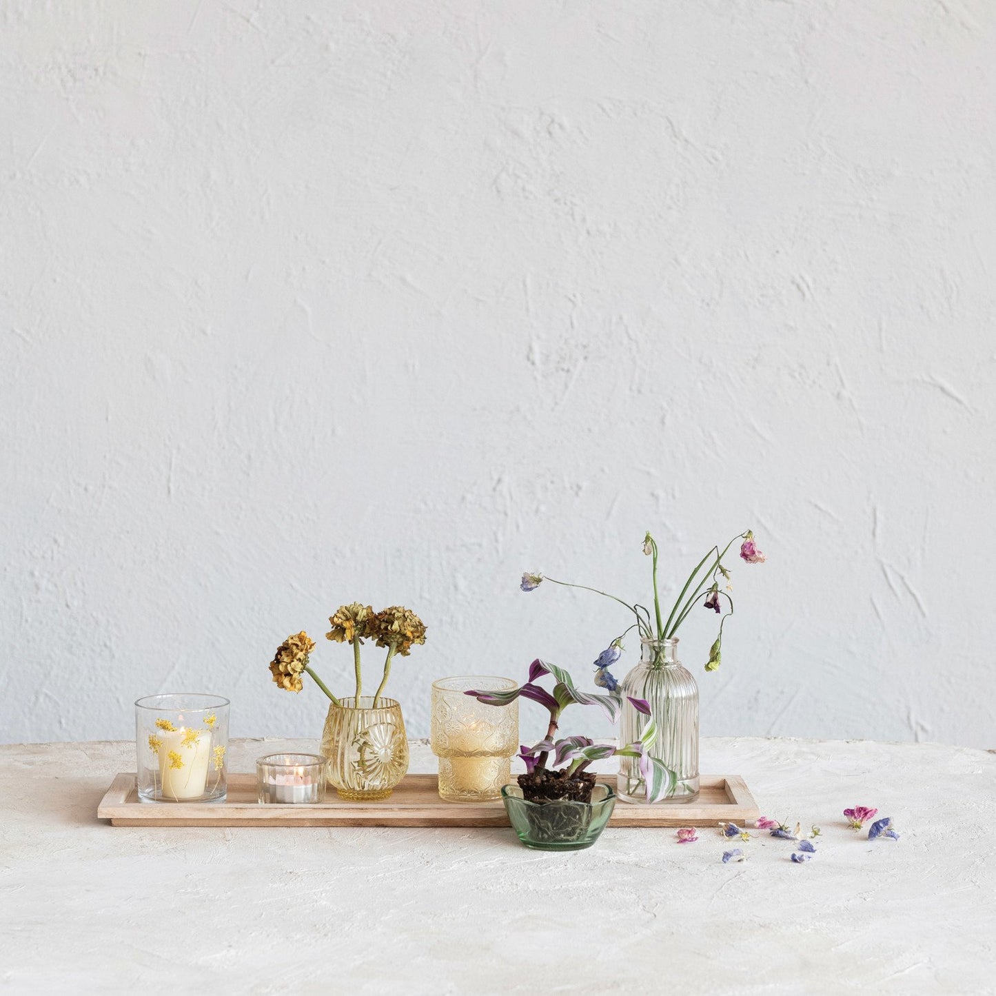 Muted Boho Tray & Glasses - Set of 7