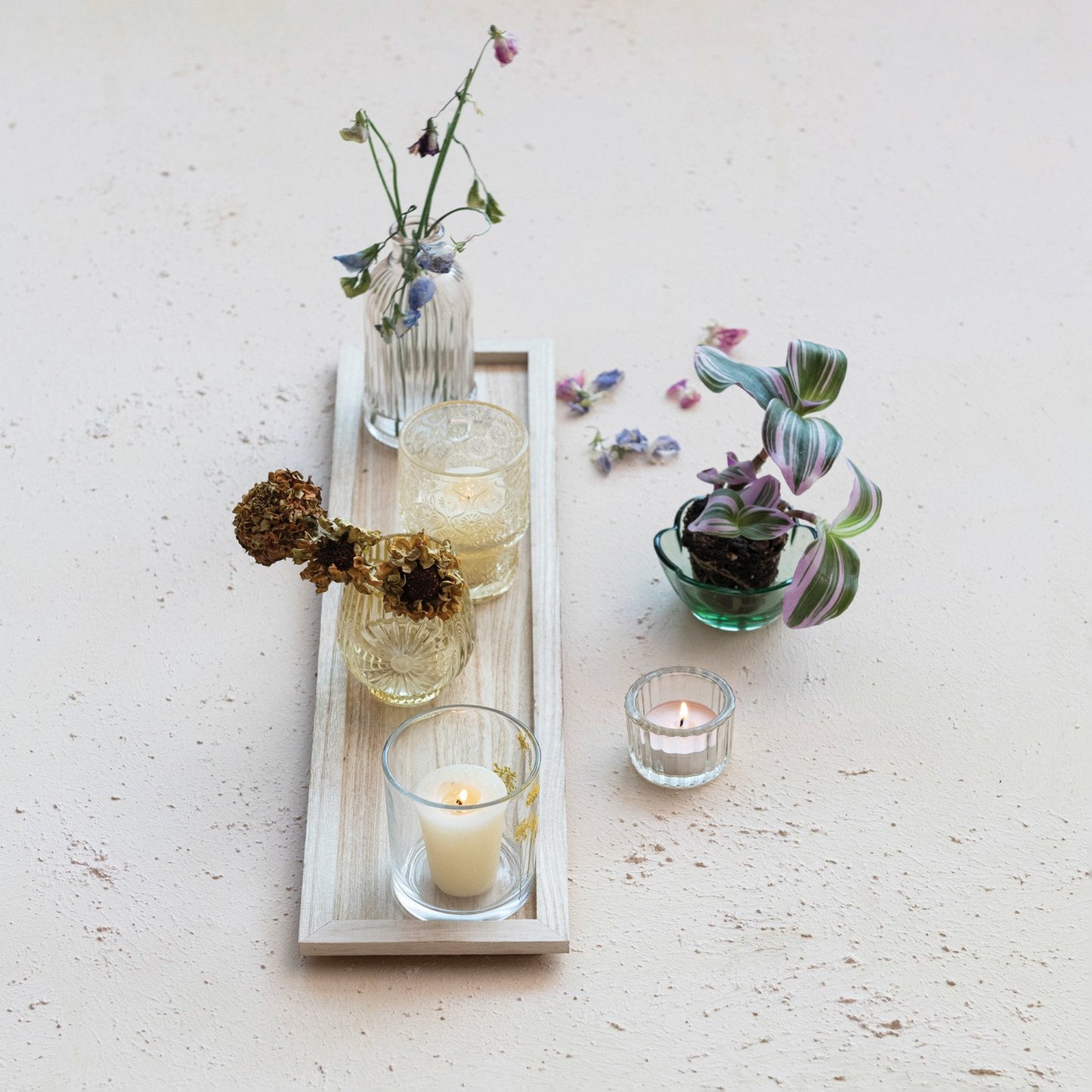 Muted Boho Tray & Glasses - Set of 7