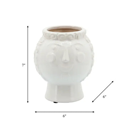 White Ceramic Grandma Face Pot