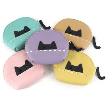 Leather Kitty Coin Purse