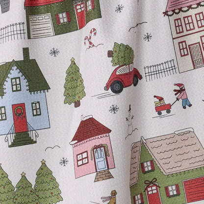 Geometry Winter Village Tea Towel