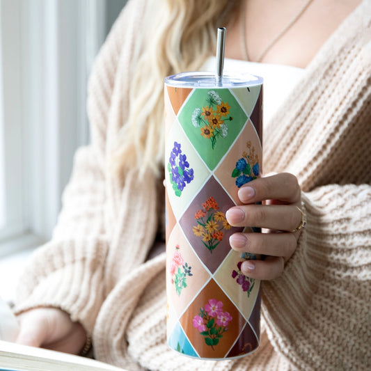 Vintage Blooms Skinny Tumbler