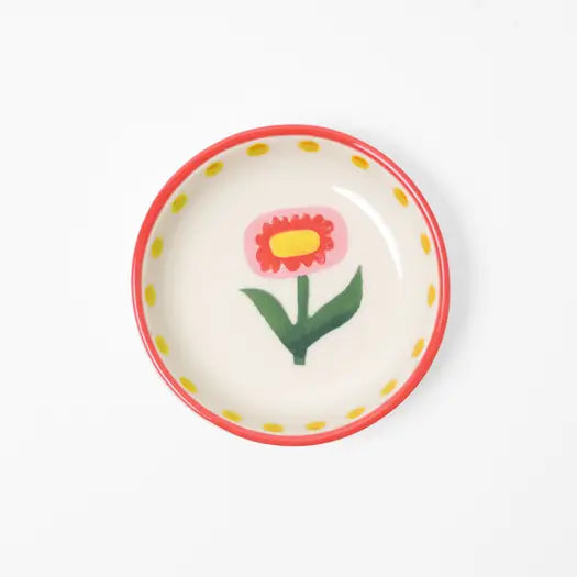 Hand-Painted Flower Trinket Dish