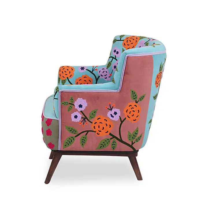 Floral & Birdie Embroidered Chair