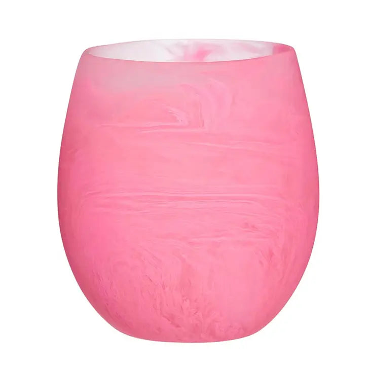 Pink Resin Stemless Wine Glass