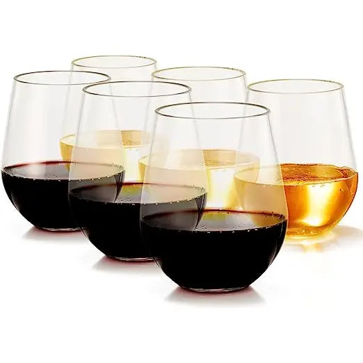 European Style Unbreakable Stemless Wine Glasses 15 oz | 6