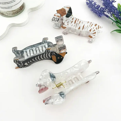 Halloween Skeleton Dachshund Hair Claw Clip
