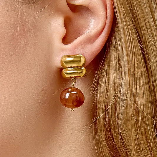 Annina 18K Agate Drop Earrings Yellow Gold