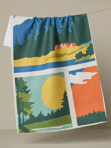 Geometry Happy Hiking Tea Towel