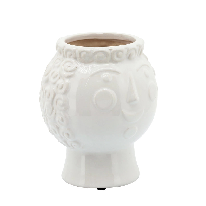 White Ceramic Grandma Face Pot