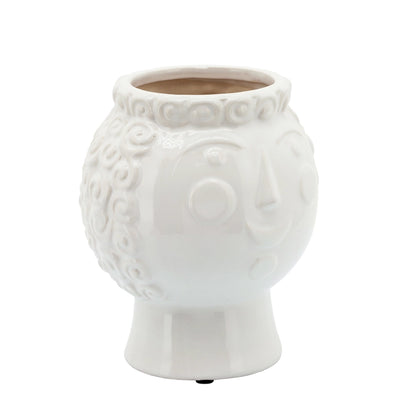 White Ceramic Grandma Face Pot