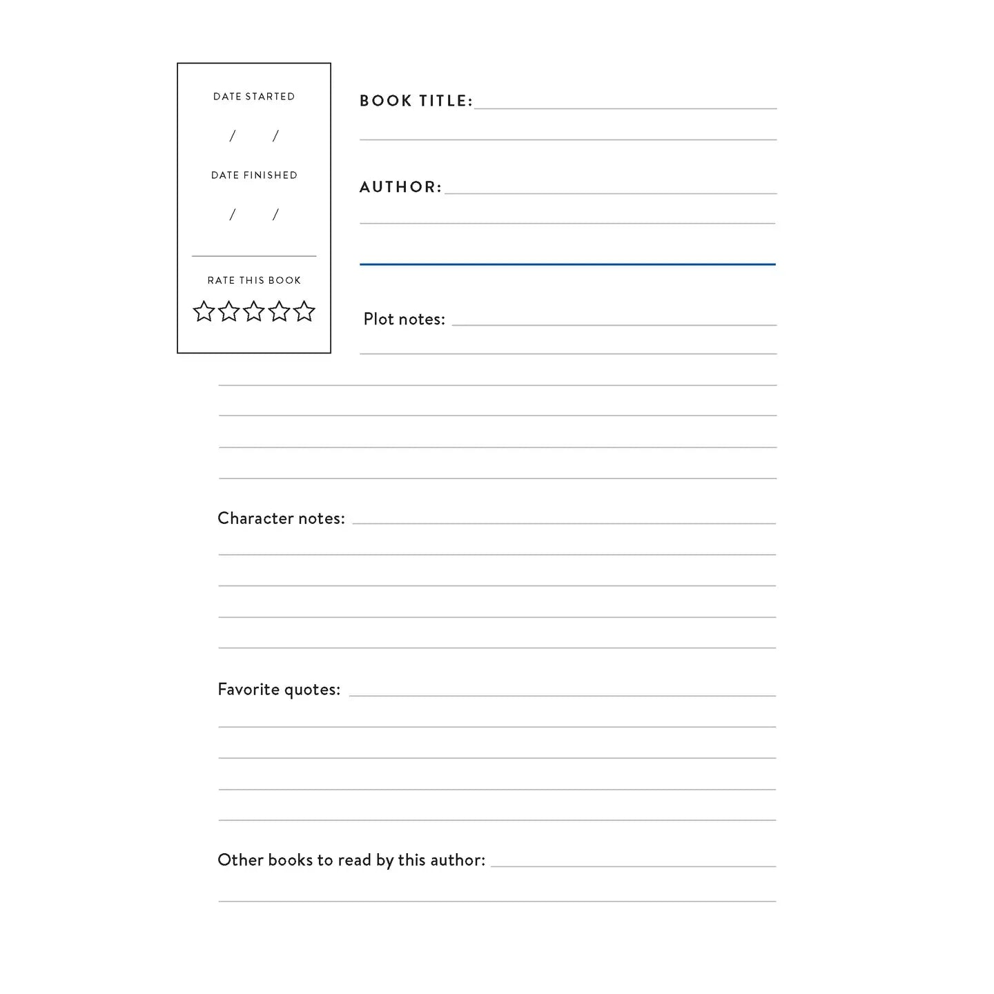 Bibliophile Reader's Journal