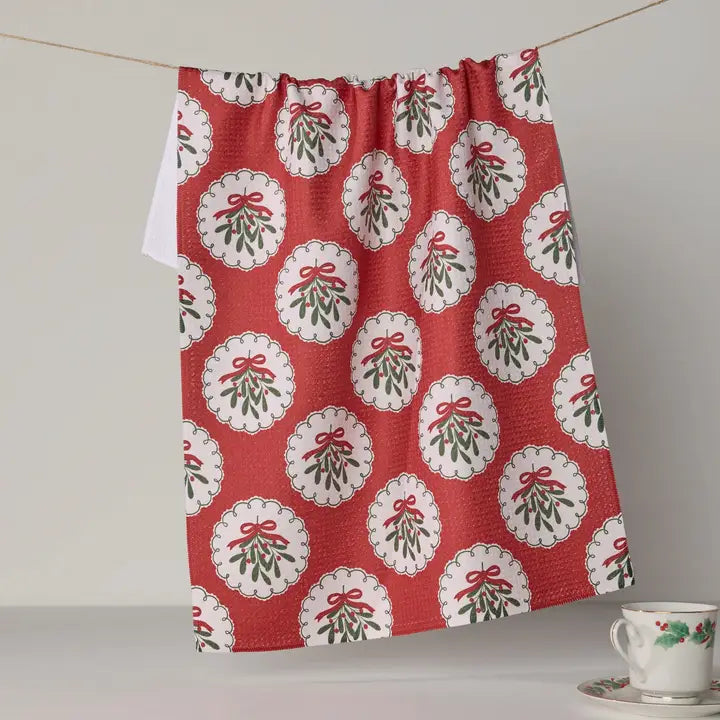 Geometry Merry Mistletoe Tea Towel