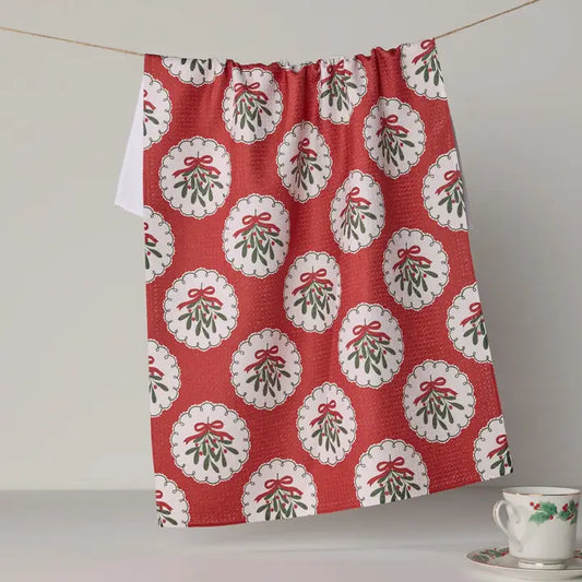 Geometry Merry Mistletoe Tea Towel