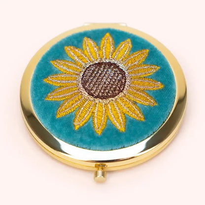 Sunflower Embroidered Compact Mirror