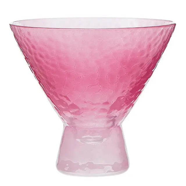 Pink Hammered Martini Glass