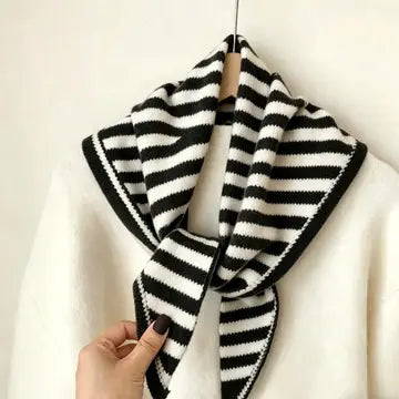 Striped Knit Triangle Scarf