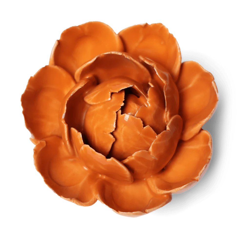 Ceramic Flower Wall Art Peony Orange 6
