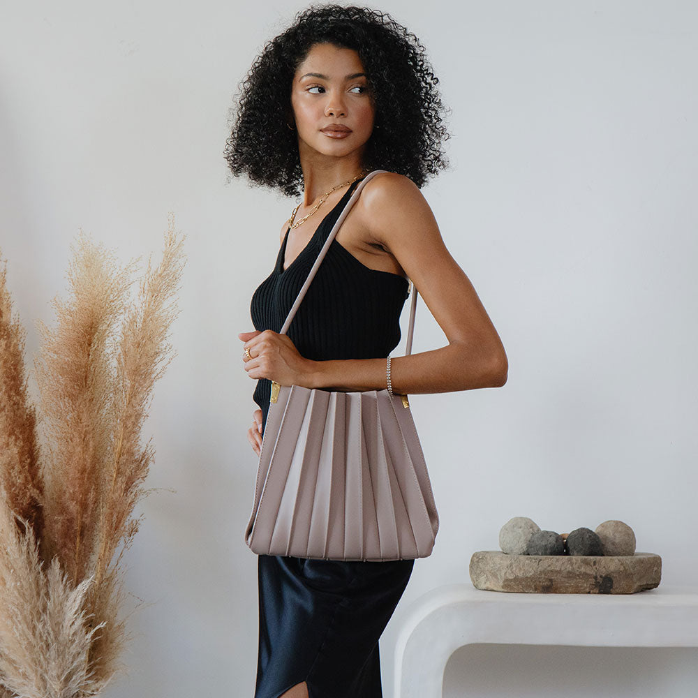 Carrie Pleated Vegan Leather Bag