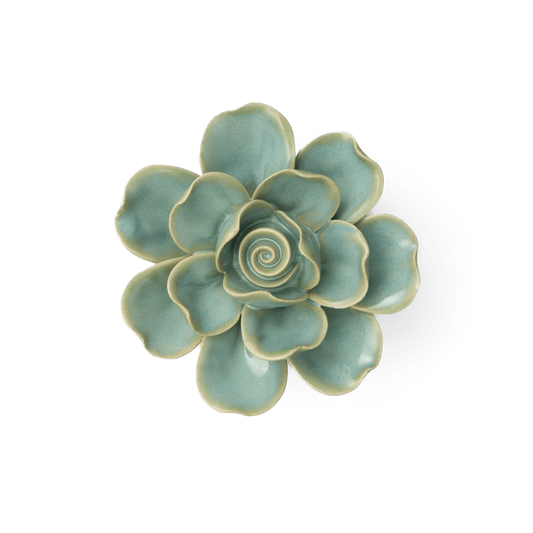 Teal Gardenia Ceramic Flower