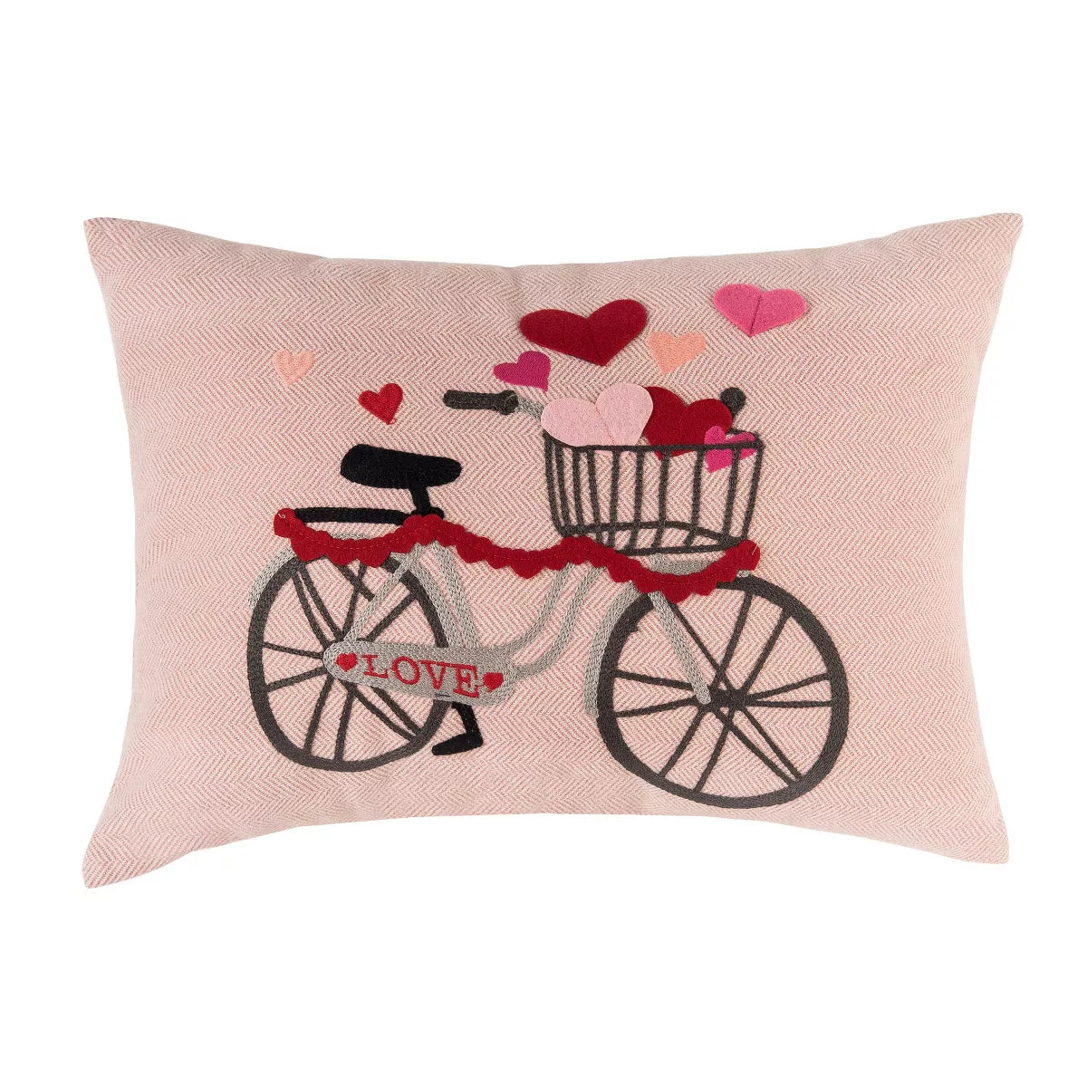 Valentine's Day Hearts Love Bicycle Throw Pillow