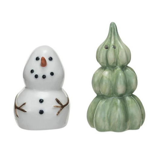 Snowman and Tree Salt & Pepper Shakers