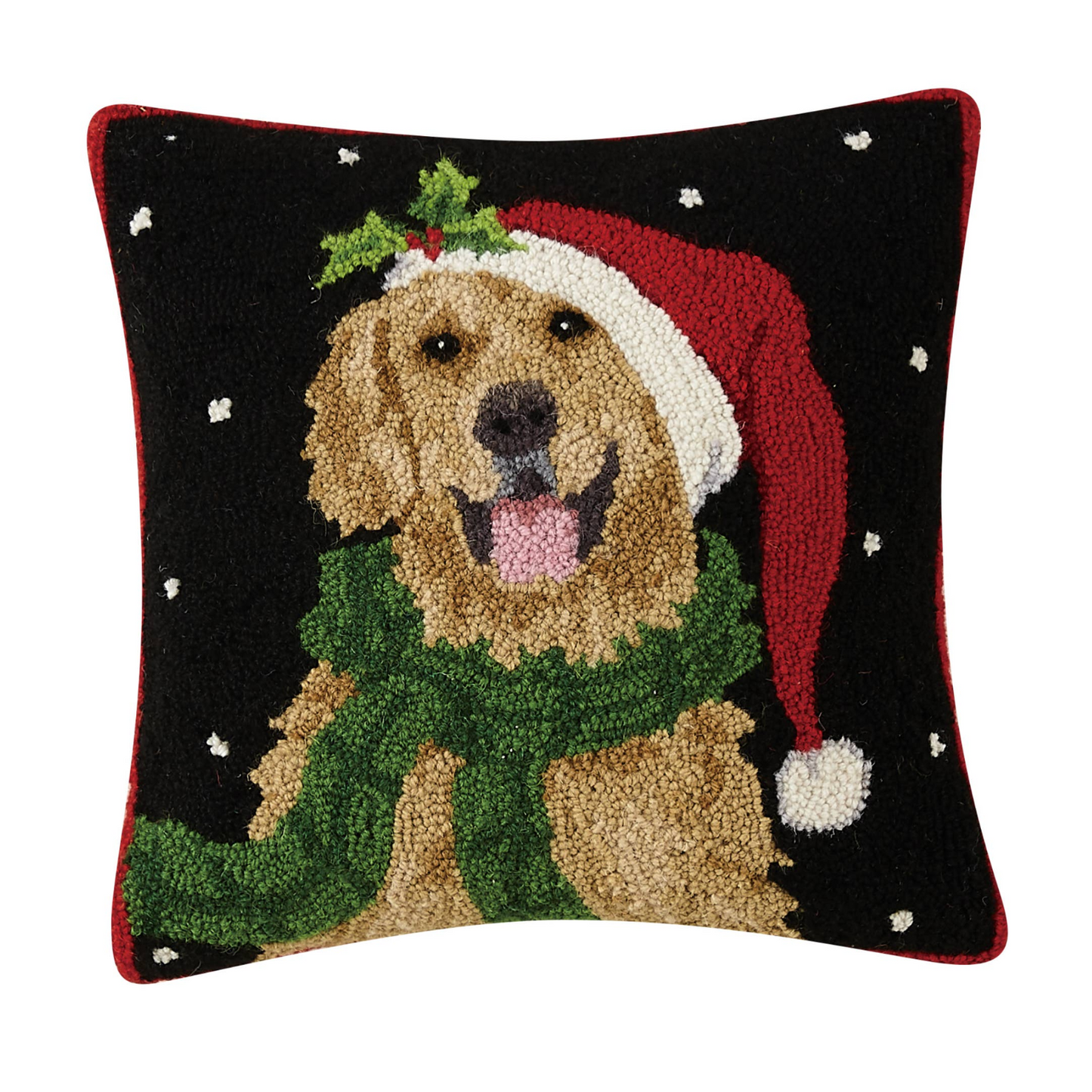 Festive Golden Retriever Hook Pillow