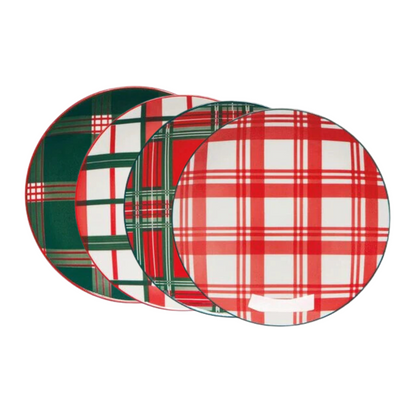 Holiday Plaid Appetizer Plates - Set of 4