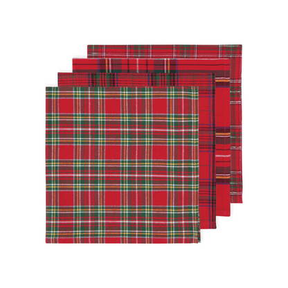 Christmas Plaid Cloth Napkins - Set of 4