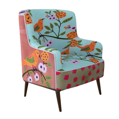 Floral & Birdie Embroidered Chair