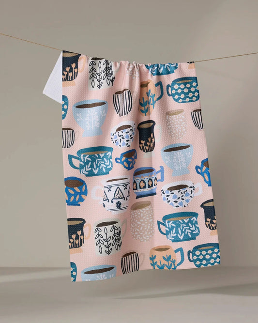 Geometry Les Tasses Tea Towel