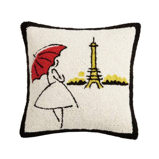 Red Umbrella in Paris Hook Pillow