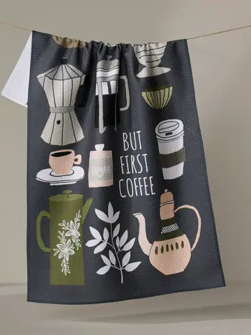 Geometry But First, Coffee Tea Towel