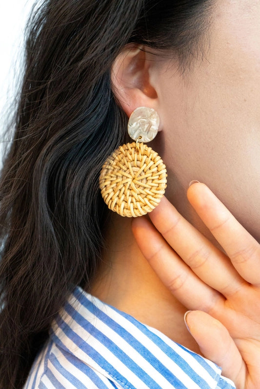 Dominica Earrings - Dark Rattan