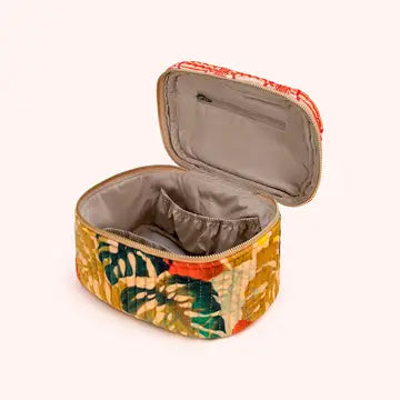 Exotic Leaves Quilted Velvet Vanity Case