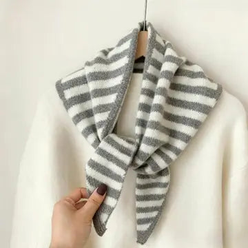 Striped Knit Triangle Scarf