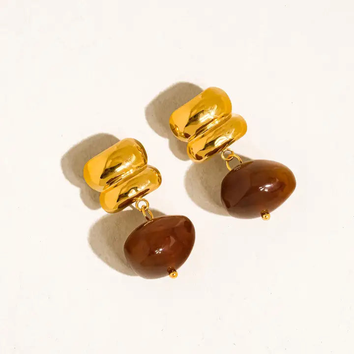 Annina 18K Agate Drop Earrings Yellow Gold